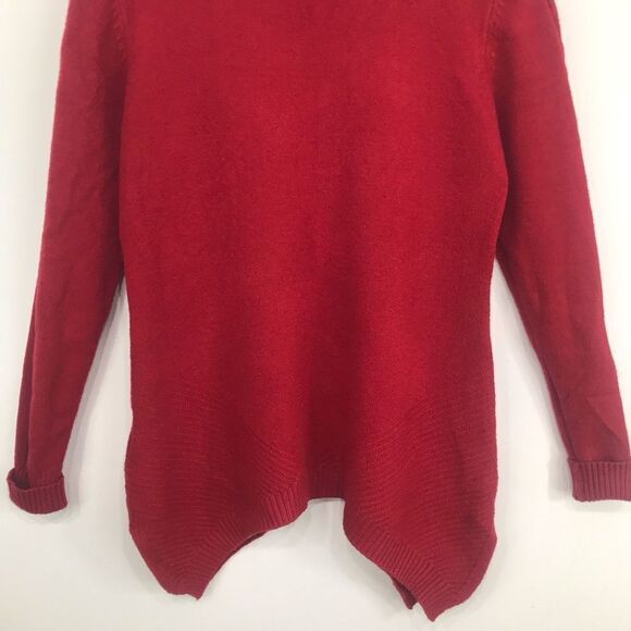 Patrizia Luca Milano Red Knit Mock Neck Curve Hem Pullover Tunic Sweater - Picture 8 of 16